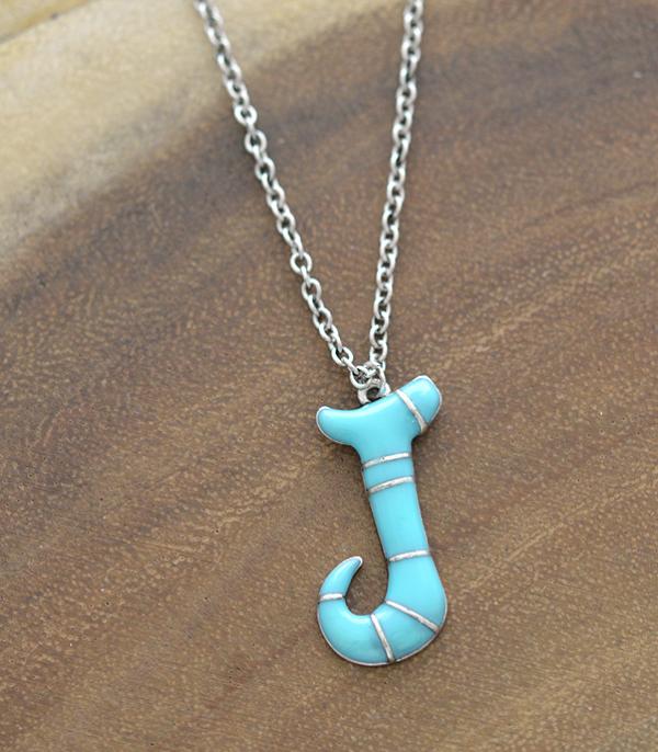 INITIAL JEWELRY :: NECKLACES | RINGS :: Wholesale Turquoise Epoxy Initial Pendant Necklace