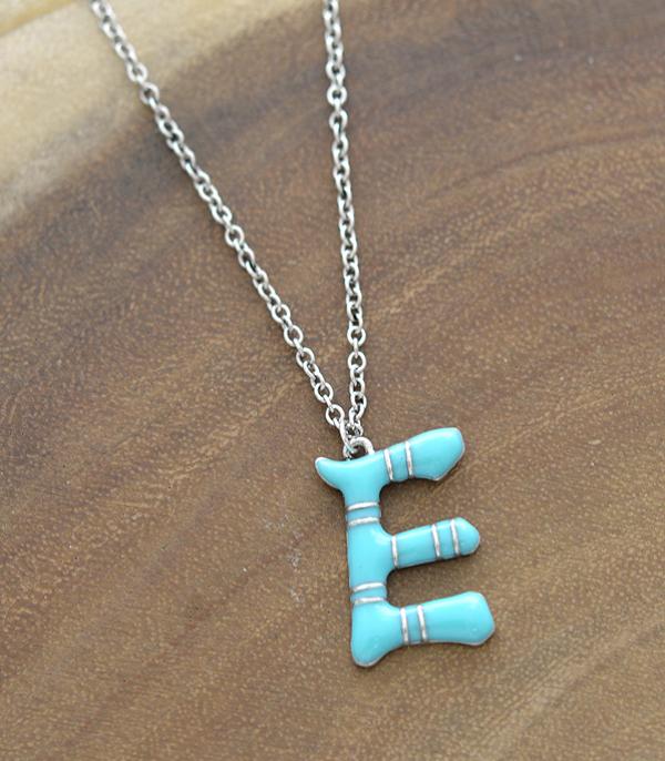 INITIAL JEWELRY :: NECKLACES | RINGS :: Wholesale Turquoise Epoxy Initial Pendant Necklace