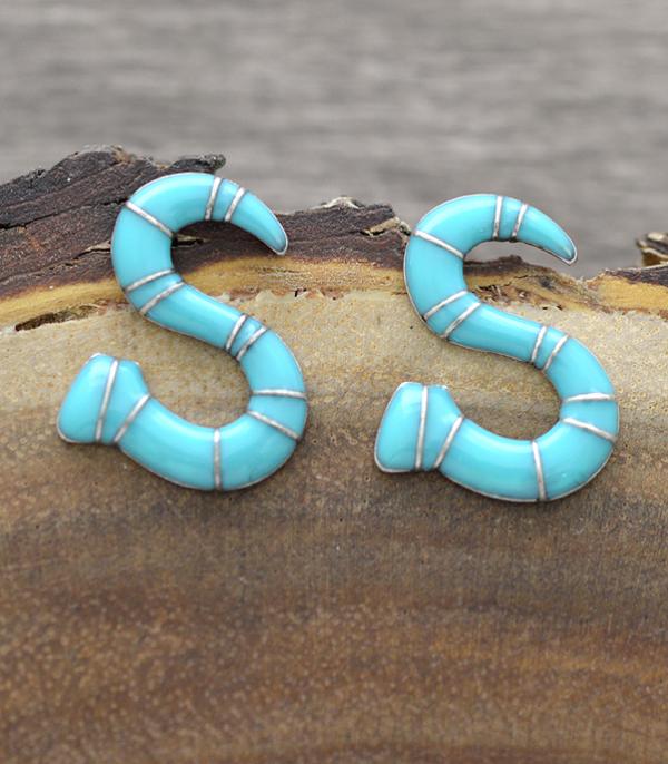 INITIAL JEWELRY :: BRACELETS | EARRINGS :: Wholesale Turquoise Epoxy Initial Earrings