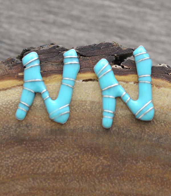 <font color=black>SALE ITEMS</font> :: JEWELRY :: Earrings :: Wholesale Turquoise Epoxy Initial Earrings