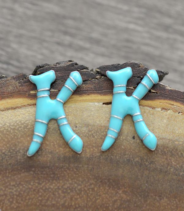 INITIAL JEWELRY :: BRACELETS | EARRINGS :: Wholesale Turquoise Epoxy Initial Earrings