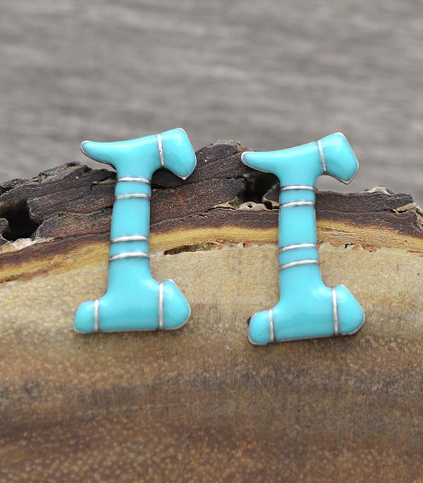 INITIAL JEWELRY :: BRACELETS | EARRINGS :: Wholesale Turquoise Epoxy Initial Earrings