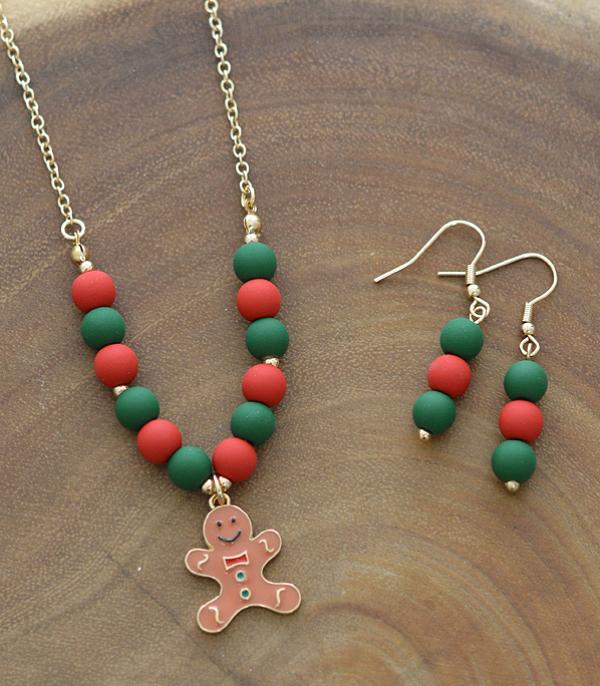 New Arrival :: Wholesale Gingerbread Man Charm Necklace Set