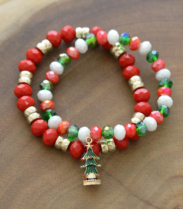New Arrival :: Wholesale Christmas Tree Charm Beaded Bracelet