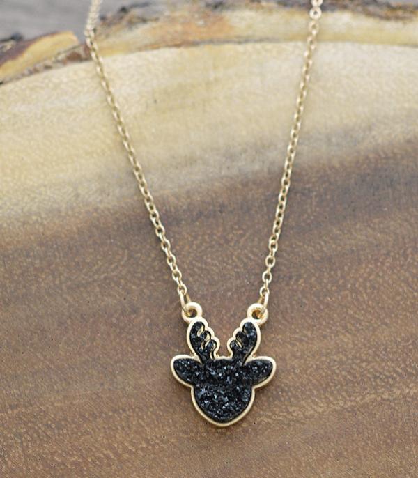 <font color=black>SALE ITEMS</font> :: JEWELRY :: Necklaces :: Wholesale Druzy Reindeer Pendant Necklace