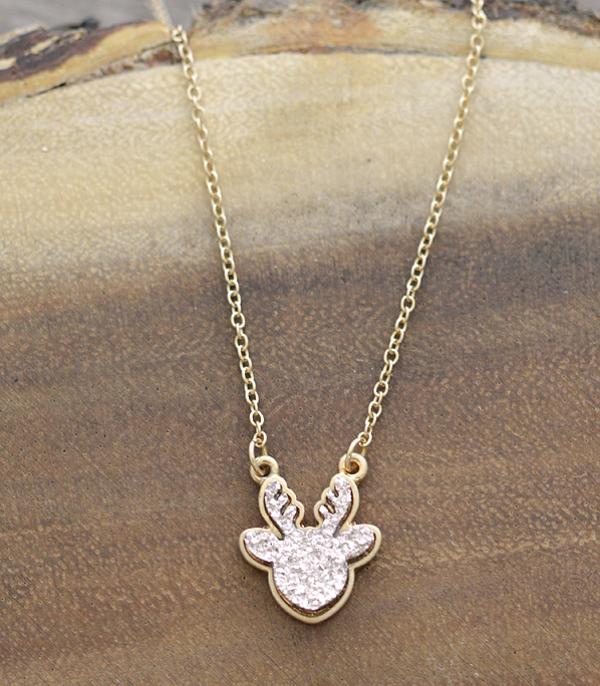 <font color=black>SALE ITEMS</font> :: JEWELRY :: Necklaces :: Wholesale Druzy Reindeer Pendant Necklace