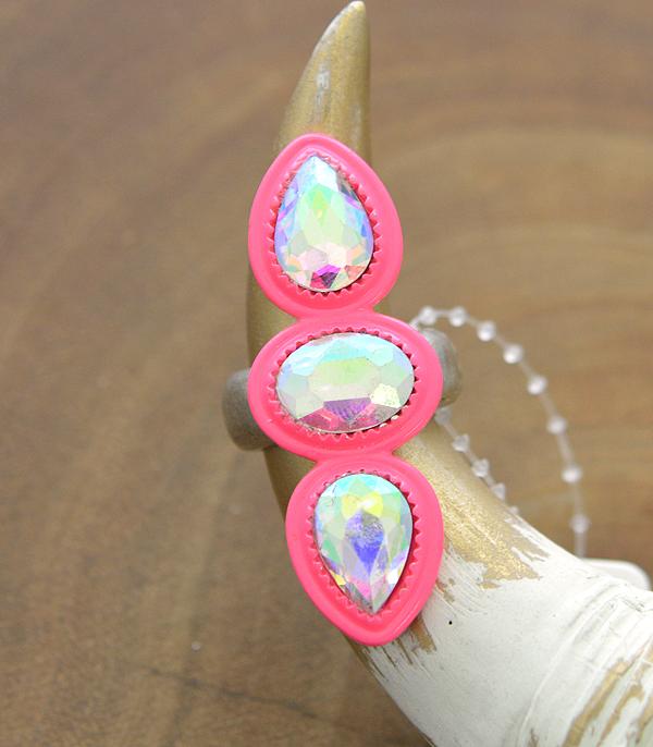 RINGS :: Wholesale Iridescent Glass Stone Stretch Ring