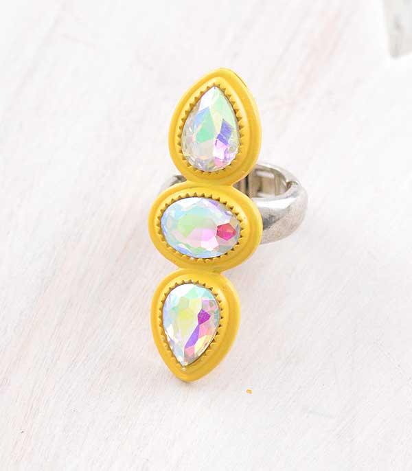 RINGS :: Wholesale Iridescent Glass Stone Stretch Ring