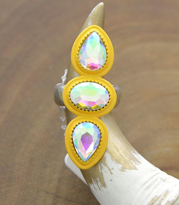 RINGS :: Wholesale Iridescent Glass Stone Stretch Ring