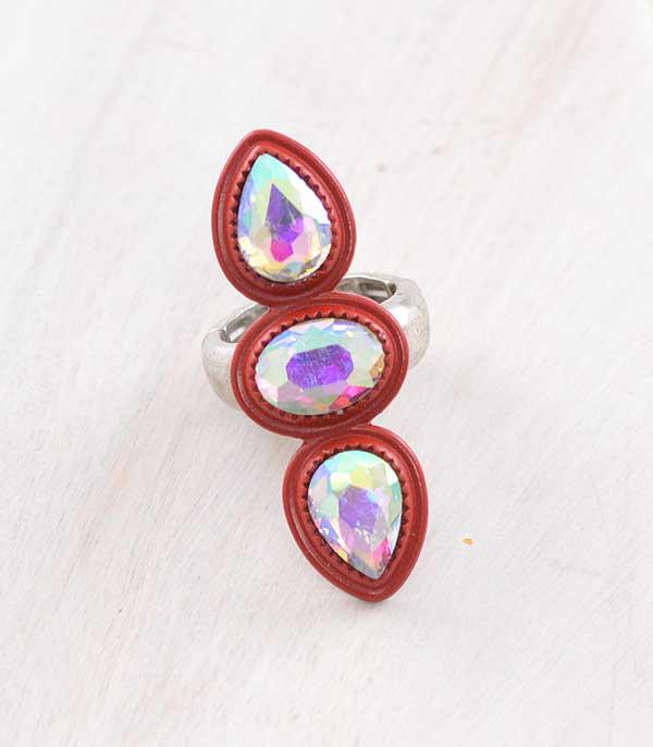 RINGS :: Wholesale Iridescent Glass Stone Stretch Ring