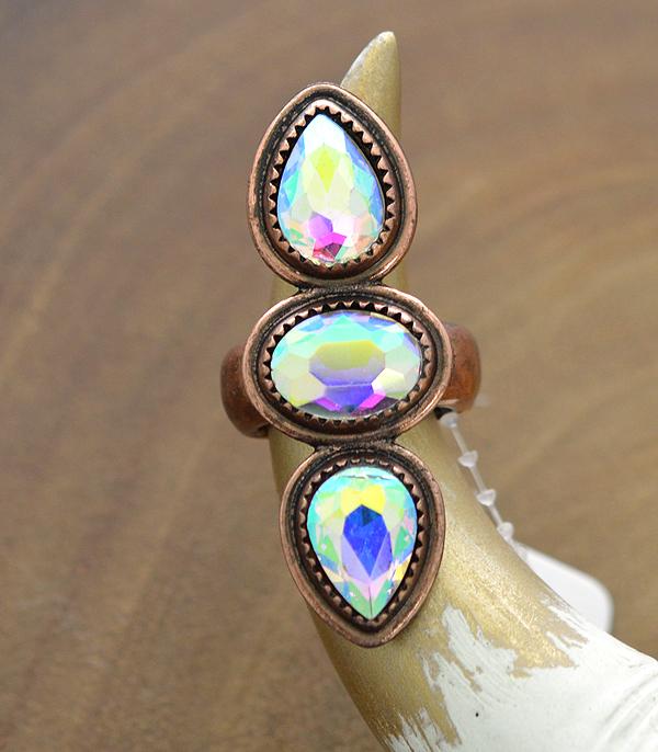 RINGS :: Wholesale Iridescent Glass Stone Stretch Ring