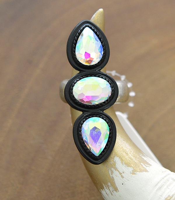 RINGS :: Wholesale Iridescent Glass Stone Stretch Ring