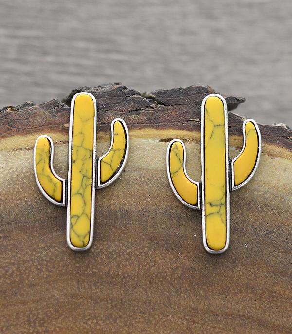 <font color=black>SALE ITEMS</font> :: JEWELRY :: Earrings :: Wholesale Turquoise Semi Stone Cactus Earrings