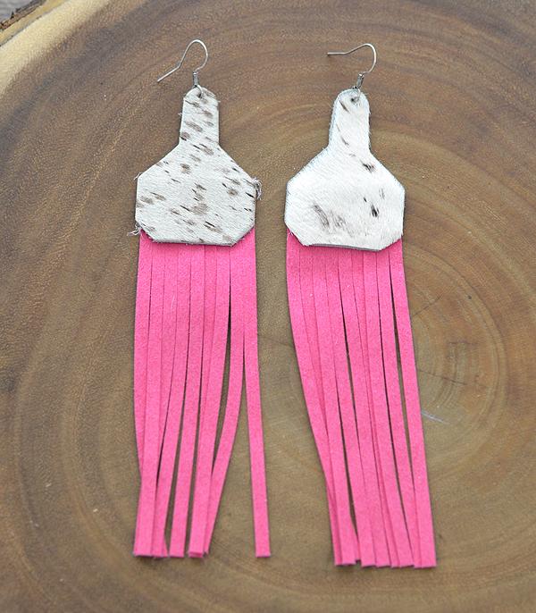 EARRINGS :: WESTERN HOOK EARRINGS :: Wholesale Leather Cowhide Fringe Earrings