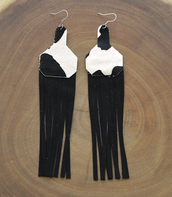 EARRINGS :: WESTERN HOOK EARRINGS :: Wholesale Leather Cowhide Fringe Earrings