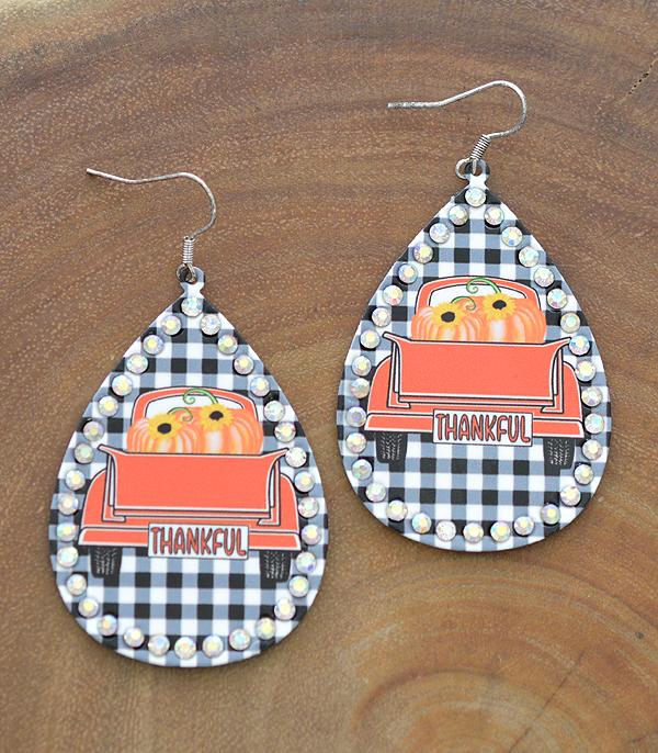 <font color=black>SALE ITEMS</font> :: JEWELRY :: Earrings :: Wholesale Thankful Truck Teardrop Earrings