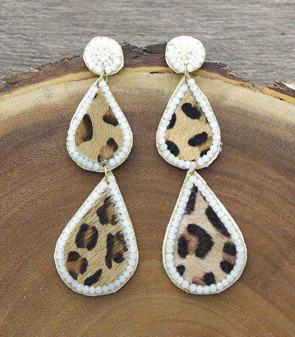 <font color=black>SALE ITEMS</font> :: JEWELRY :: Earrings :: Wholesale Leopard Print Seed Bead Drop Earrings