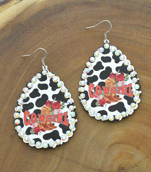 <font color=black>SALE ITEMS</font> :: JEWELRY :: Earrings :: Wholesale Cowgirl Boots Stone Teardrop Earrings