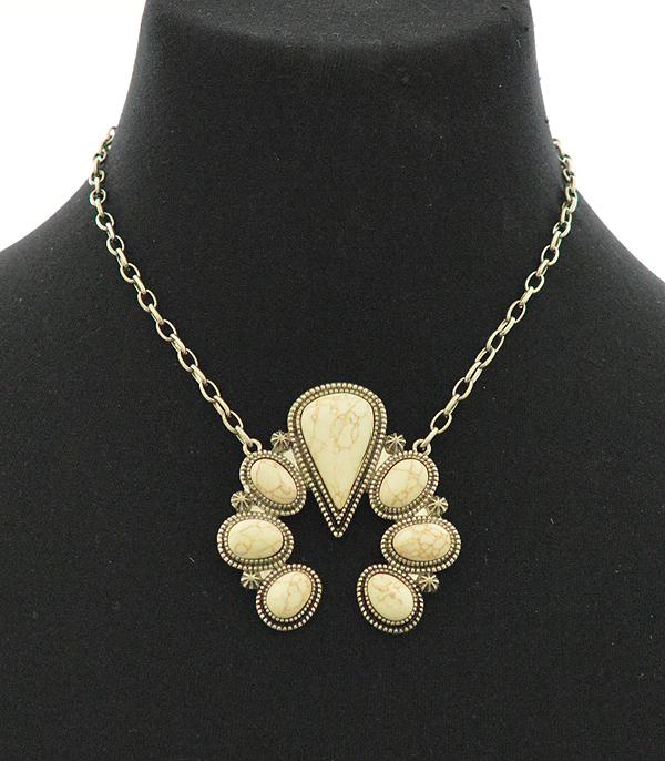 <font color=black>SALE ITEMS</font> :: JEWELRY :: Necklaces :: Wholesale Turquoise Stone Squash Blossom Necklace