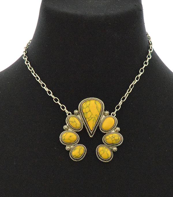 <font color=black>SALE ITEMS</font> :: JEWELRY :: Necklaces :: Wholesale Turquoise Stone Squash Blossom Necklace