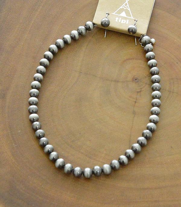 NECKLACES :: CHOKER | INSPIRATION :: Wholesale 8MM Navajo Pearl Bead Necklace