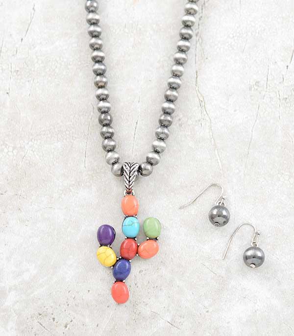 New Arrival :: Wholesale Tipi Western Turquoise Cactus Necklace