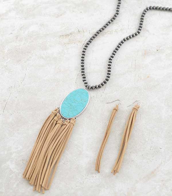 New Arrival :: Wholesale Tipi Western Turquoise Tassel Necklace