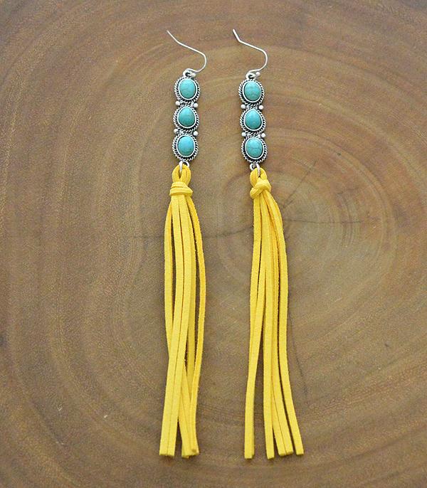 <font color=black>SALE ITEMS</font> :: JEWELRY :: Earrings :: Wholesale Turquoise Faux Suede Fringe Earrings