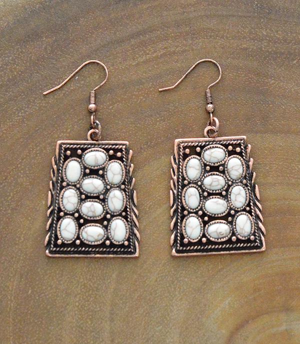 EARRINGS :: TRENDY EARRINGS :: Wholesale Tipi Western Semi Stone Earrings