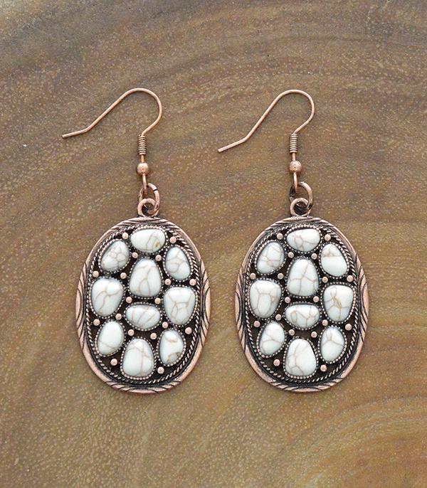 EARRINGS :: TRENDY EARRINGS :: Wholesale Tipi Western Semi Stone Earrings