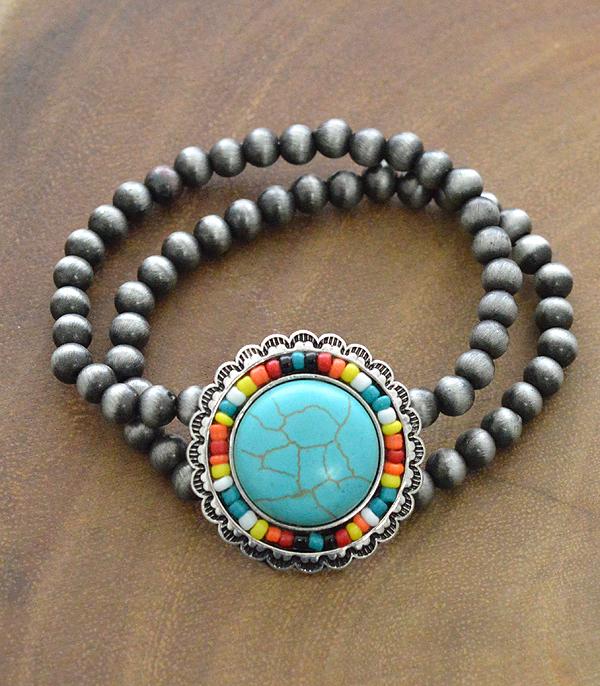 BRACELETS :: STRETCH-BEAD :: Wholesale Western Turquoise Navajo Bead Bracelet