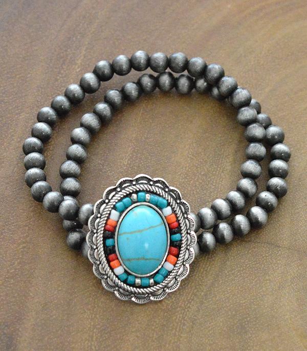 BRACELETS :: STRETCH-BEAD :: Wholesale Western Seed Bead Turquoise Bracelet