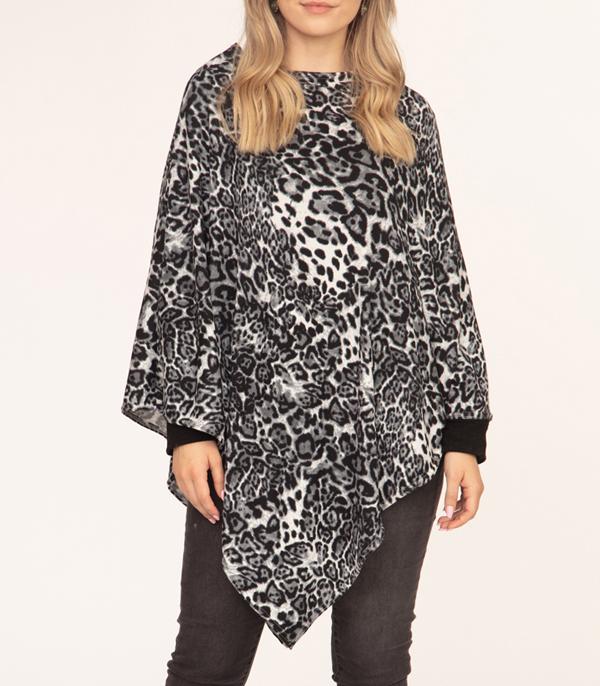 <font color=RED>PONCHOS SALE</font> :: Wholesale Leopard Print Light Weight Poncho