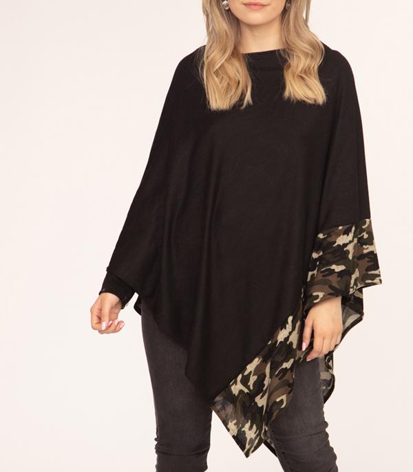 New Arrival :: Wholesale Camo Trim Light Weight Poncho
