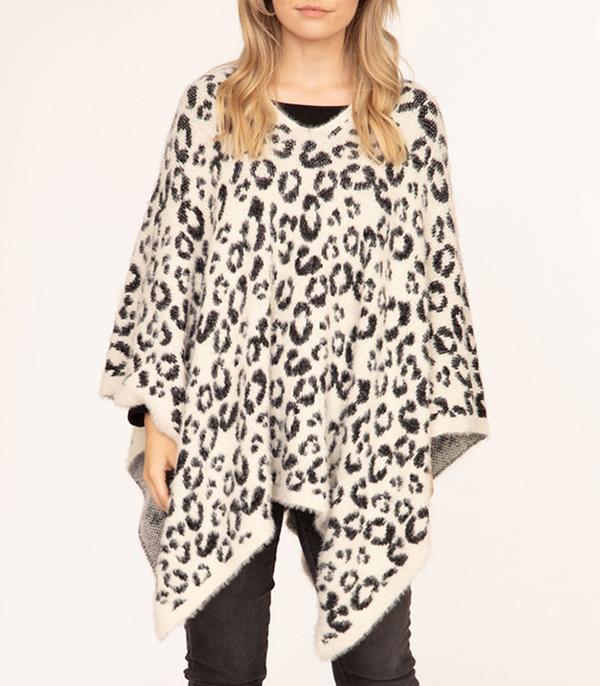New Arrival :: Wholesale Soft Fuzzy Leopard Print  Winter Poncho 