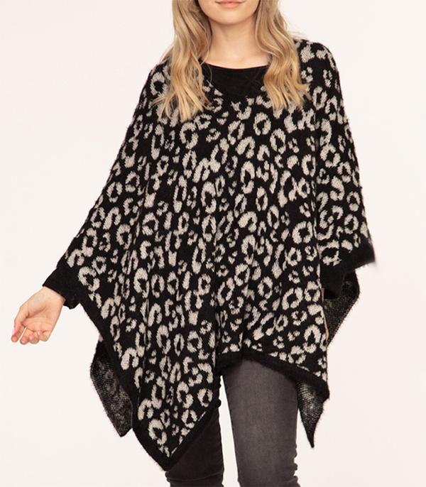 New Arrival :: Wholesale Soft Fuzzy Leopard Print  Winter Poncho 