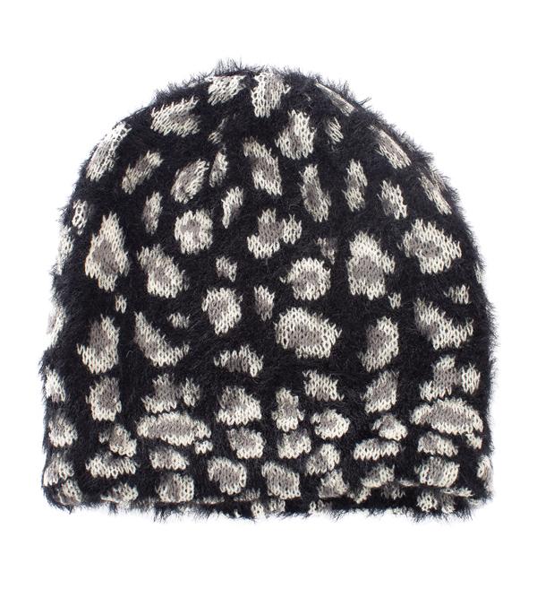 <font color=black>SALE ITEMS</font> :: HAT | HAIR ACCESSORIES :: Wholesale Soft Leopard Print Winter Beanie