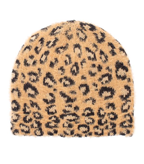 <font color=black>SALE ITEMS</font> :: HAT | HAIR ACCESSORIES :: Wholesale Soft Leopard Print Winter Beanie