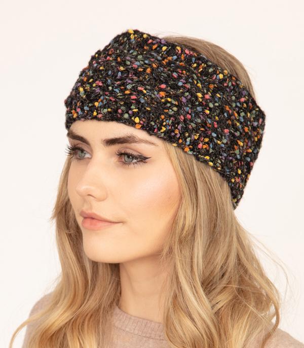 <font color=black>SALE ITEMS</font> :: HAT | HAIR ACCESSORIES :: Wholesale Confetti Cable Knit Winter Headwrap