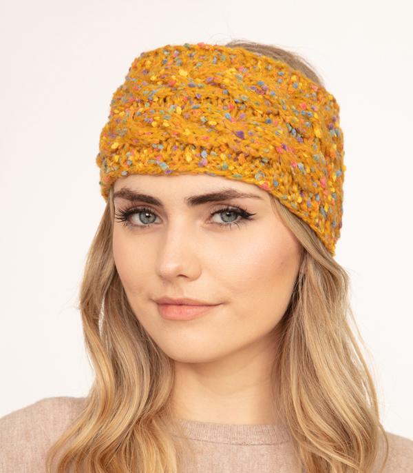 <font color=black>SALE ITEMS</font> :: HAT | HAIR ACCESSORIES :: Wholesale Confetti Cable Knit Winter Headwrap