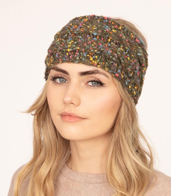 <font color=black>SALE ITEMS</font> :: HAT | HAIR ACCESSORIES :: Wholesale Confetti Cable Knit Winter Headwrap