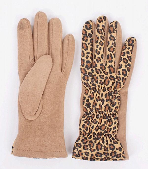 New Arrival :: Wholesale Leopard Print Smart Touch Winter Gloves