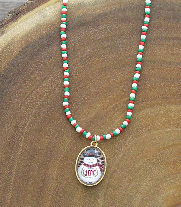 New Arrival :: Wholesale Christmas Snowman Seed Bead Necklace