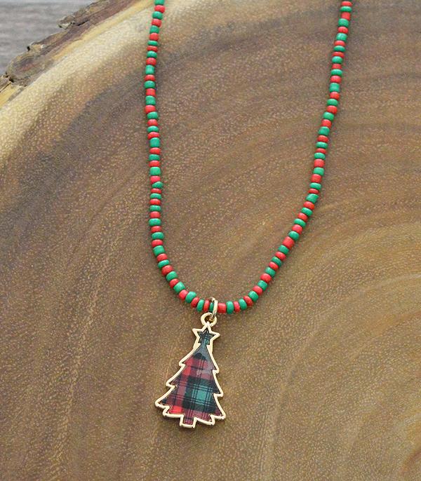 <font color=black>SALE ITEMS</font> :: JEWELRY :: Necklaces :: Wholesale Christmas Tree Seed Bead Necklace