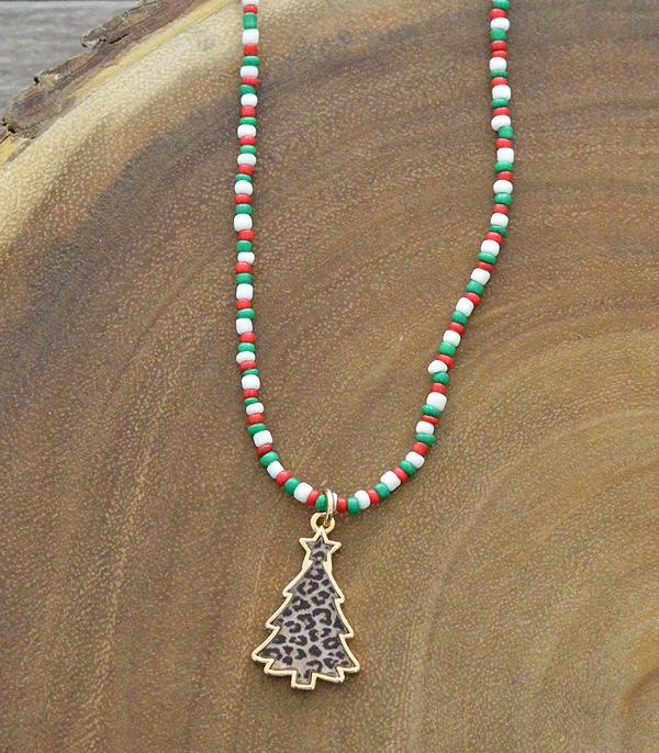 New Arrival :: Wholesale Christmas Tree Seed Bead Necklace