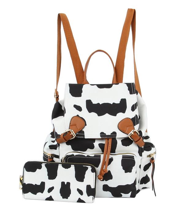New Arrival :: Wholesale Cow Print Backpack Wallet Set