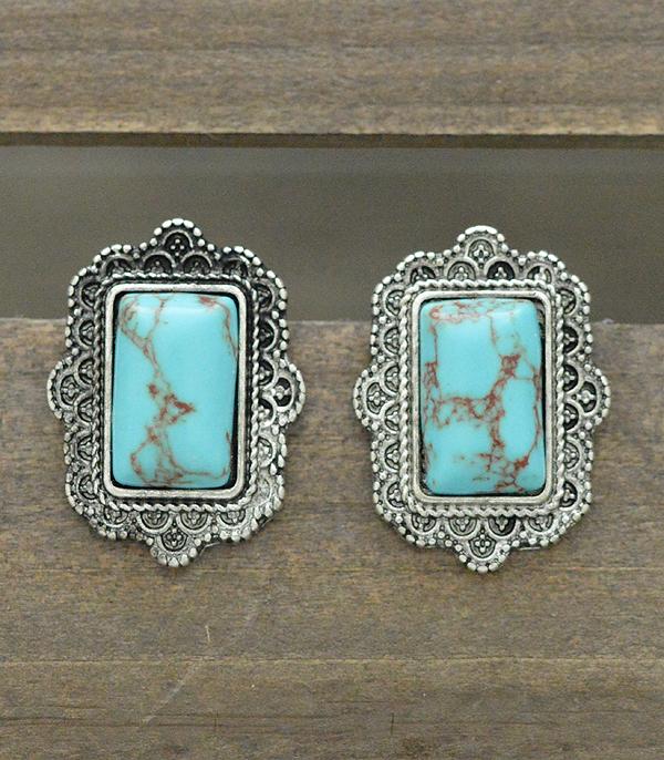 New Arrival :: Wholesale Western Turquoise Stone Post Earrings
