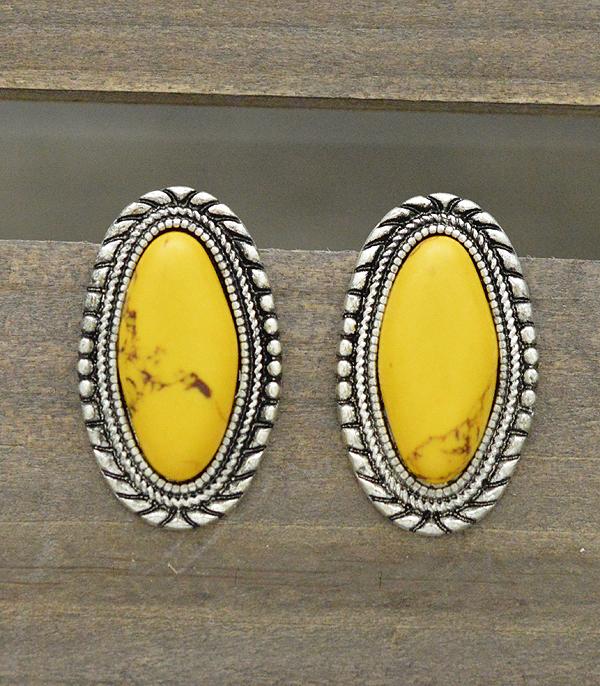 New Arrival :: Wholesale Western Semi Stone Oval Post Earrings