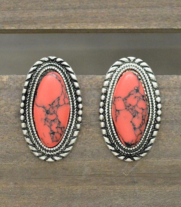 <font color=black>SALE ITEMS</font> :: JEWELRY :: Earrings :: Wholesale Western Semi Stone Oval Post Earrings