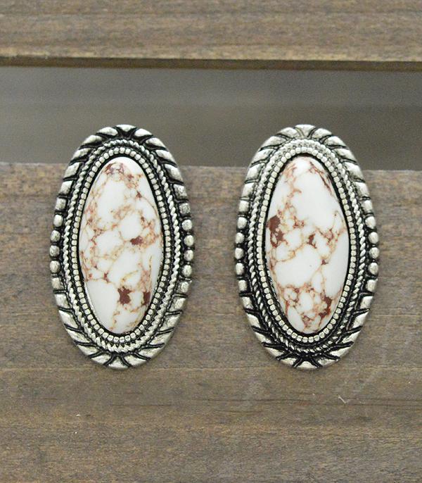 New Arrival :: Wholesale Western Semi Stone Oval Post Earrings